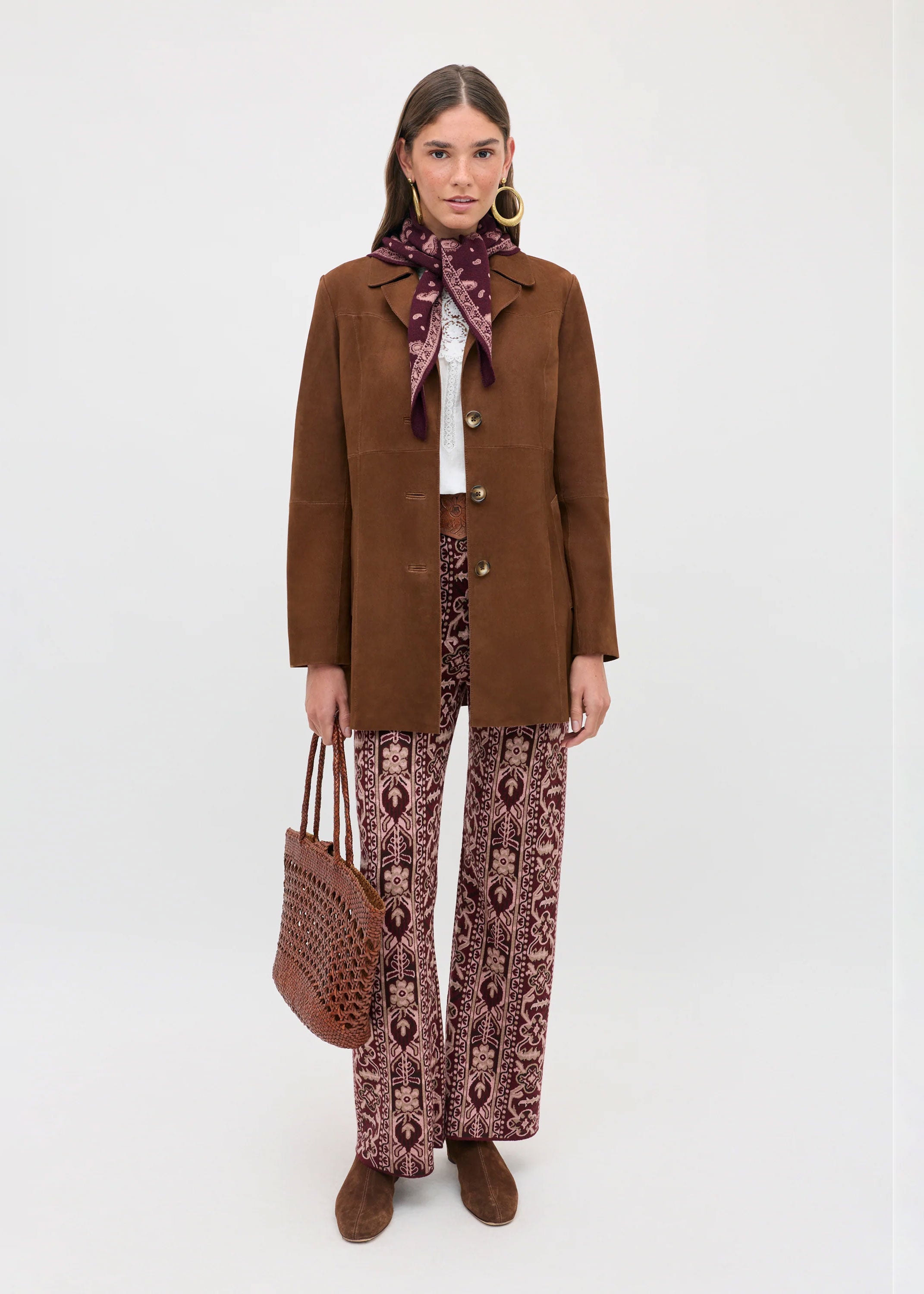 Rixo Ceara Trousers - Tapestry Bloom Bordeaux