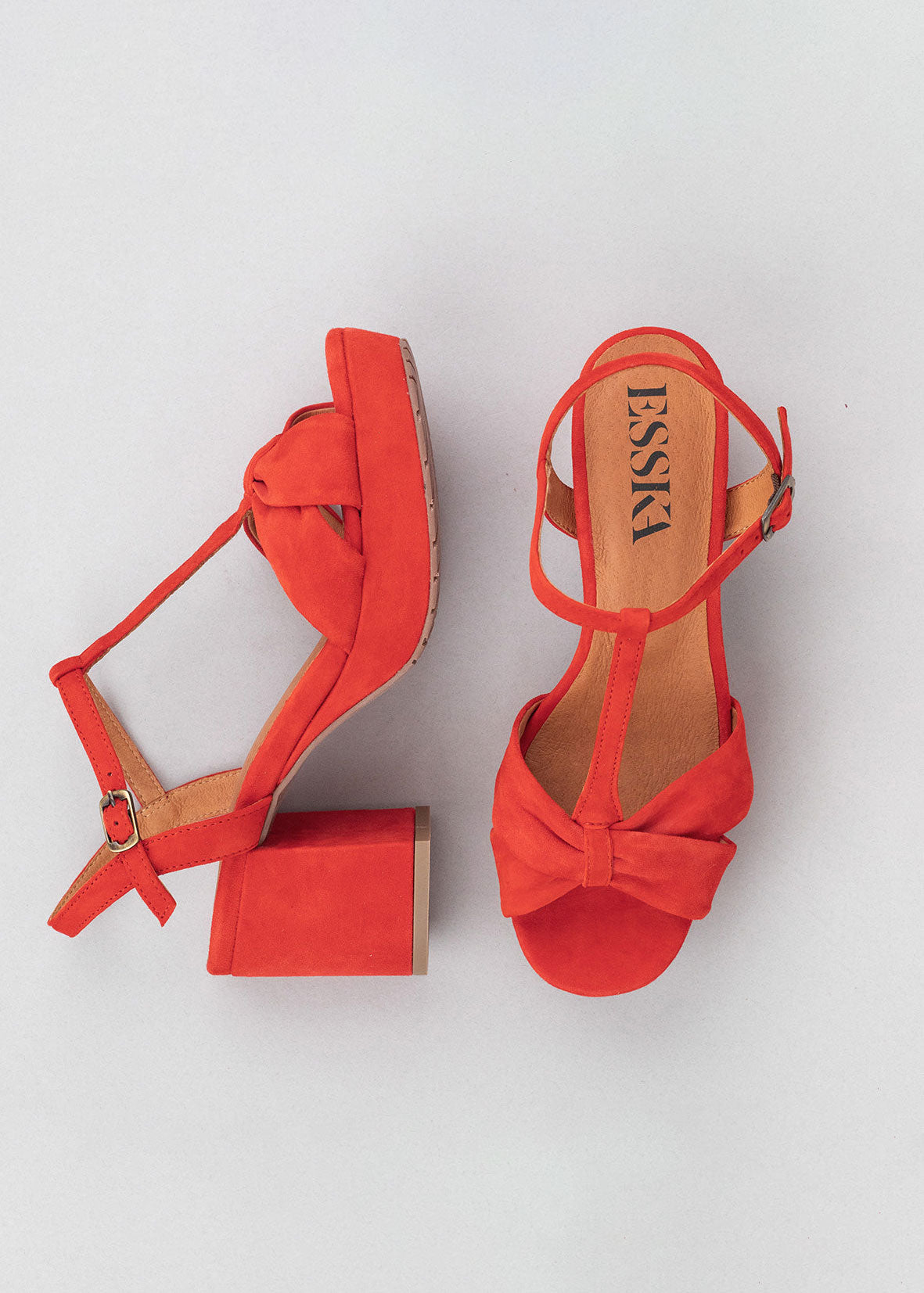 Esska Celia Red Suede Heeled Sandals