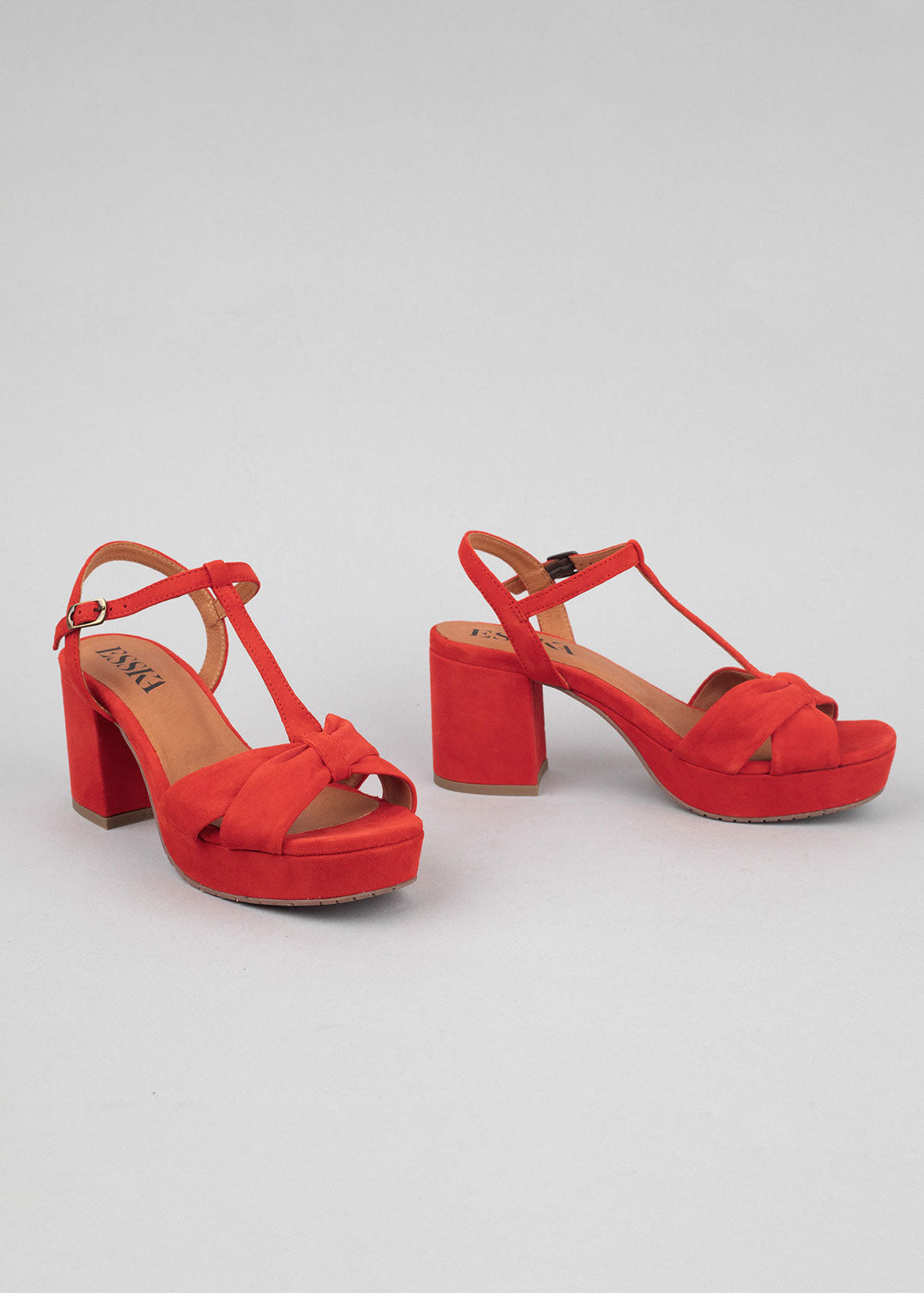 Esska Celia Red Suede Heeled Sandals