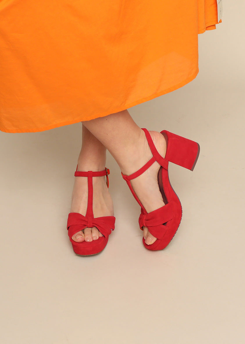 Esska Celia Red Suede Heeled Sandals