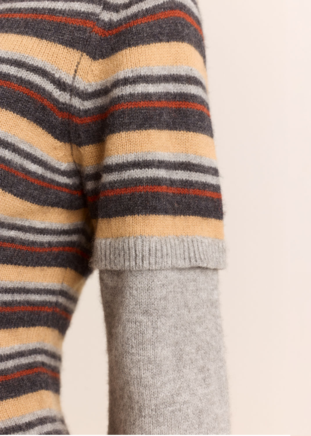 Damson Madder Clara Double Sleeve Merino Wool Jumper - Stripe