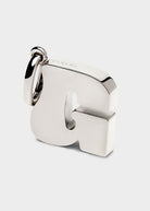 Coluri Letter G alphabet charm in silver, chunky bevelled form with split ring