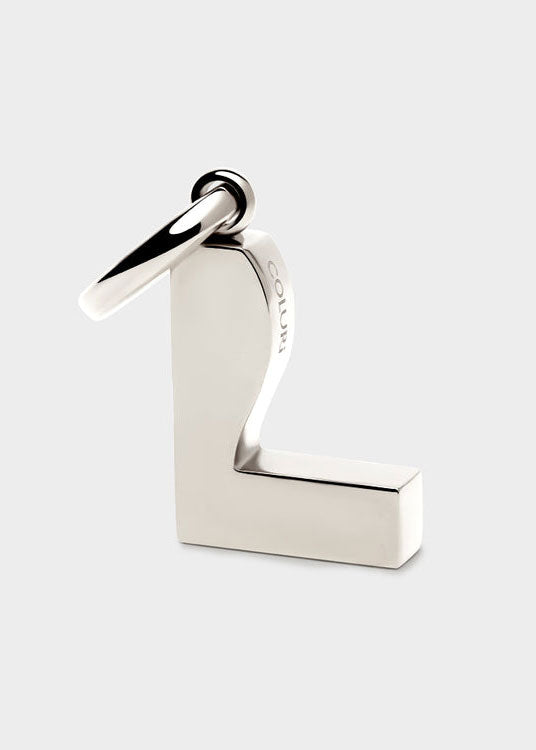 Coluri Coluri Letter L alphabet charm in silver, chunky bevelled form with split ring