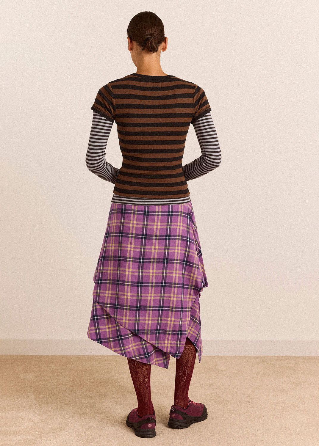 Damson Madder Katana Midi Skirt - Purple Check