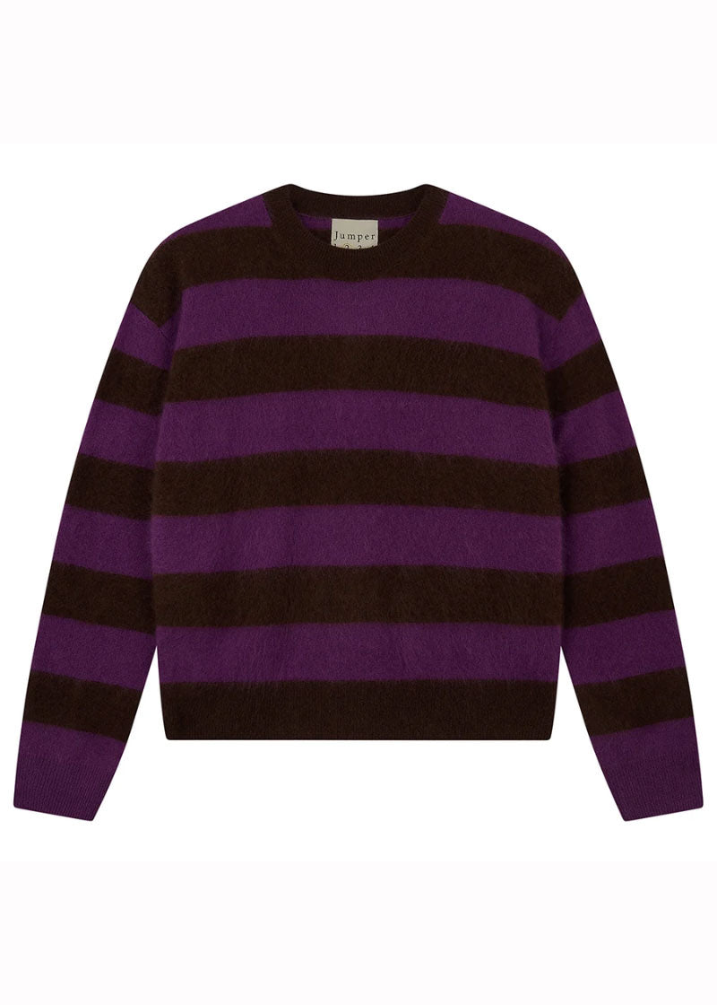 Jumper 1234 Brushed Stripe Crew - Hickory/Misty Purple