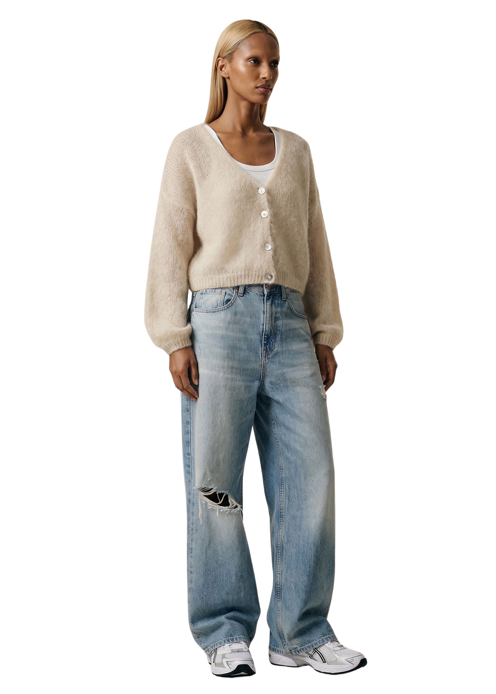 American Dreams Cornelia Cropped Cardigan - Beige
