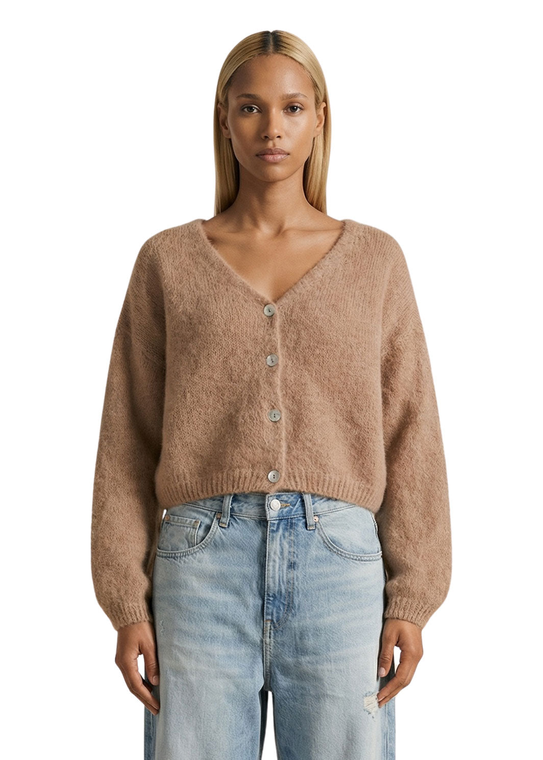 American Dreams Cornelia Cropped Cardigan - Medium Brown
