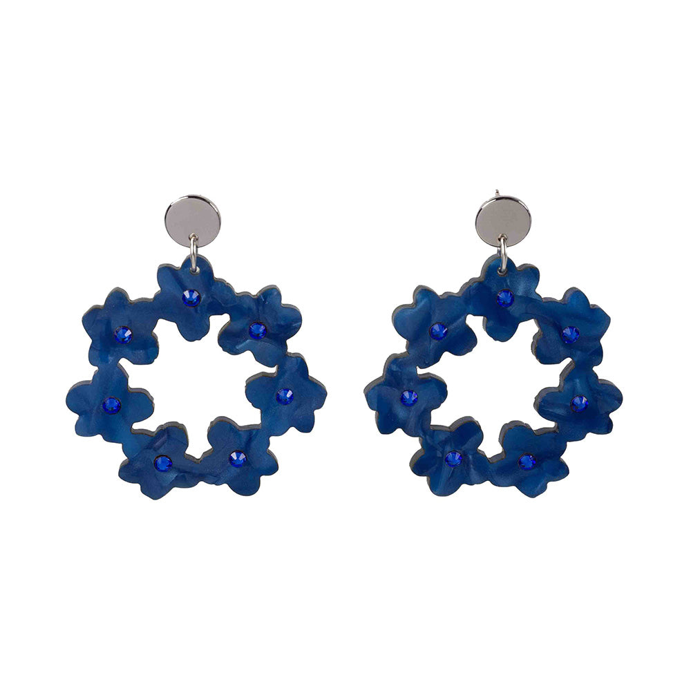 Toolally - Crystal Blossom Hoop Earrings - Saphire Blue