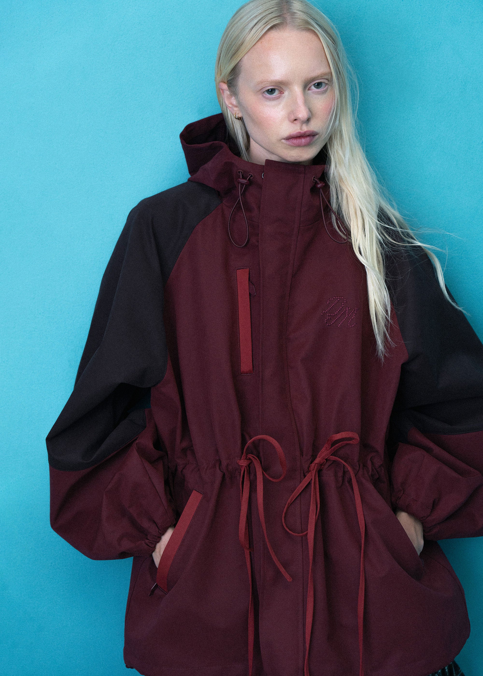 Damson Madder Liu Shower Proof Raincoat - Burgundy