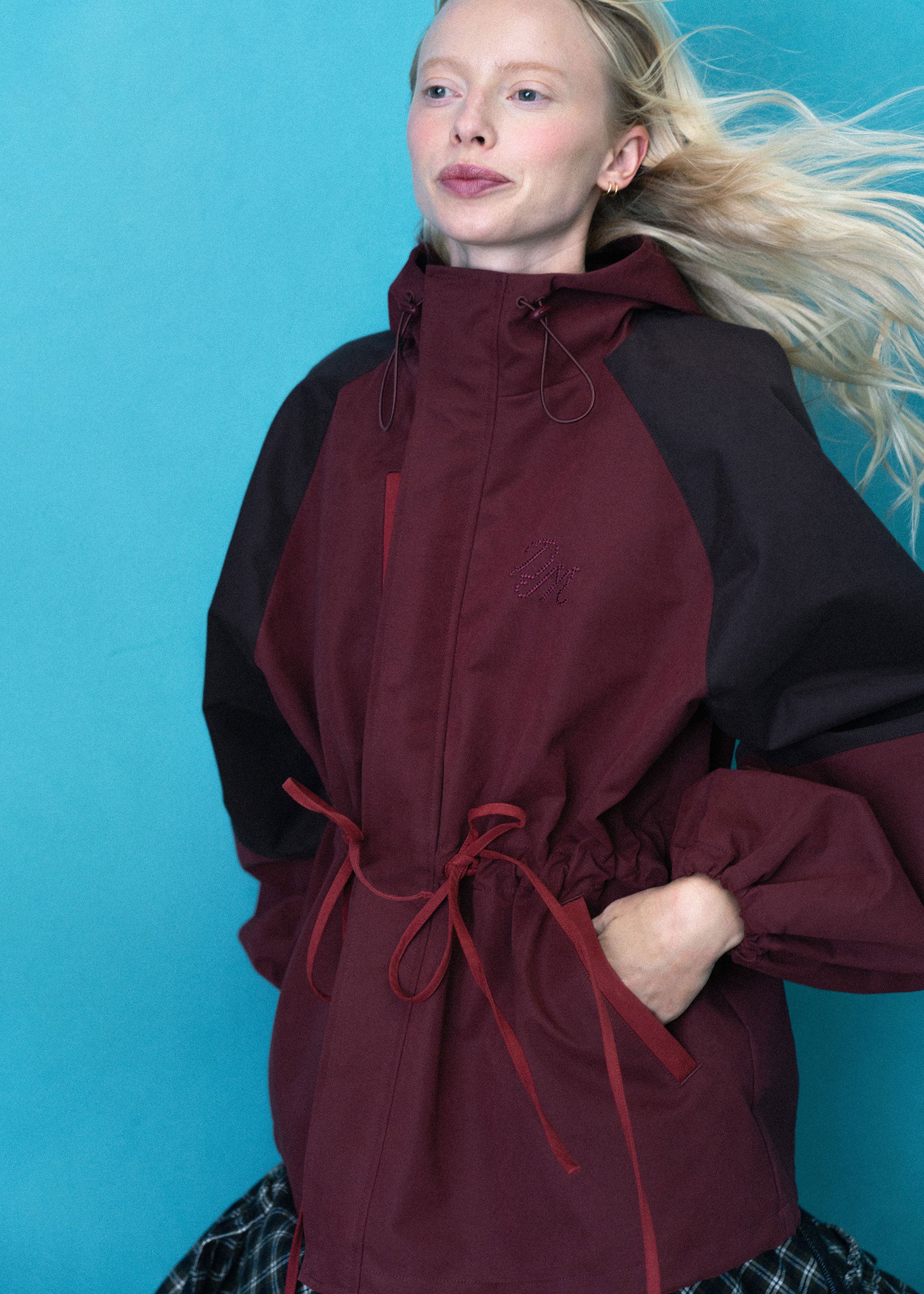 Damson Madder Liu Shower Proof Raincoat - Burgundy