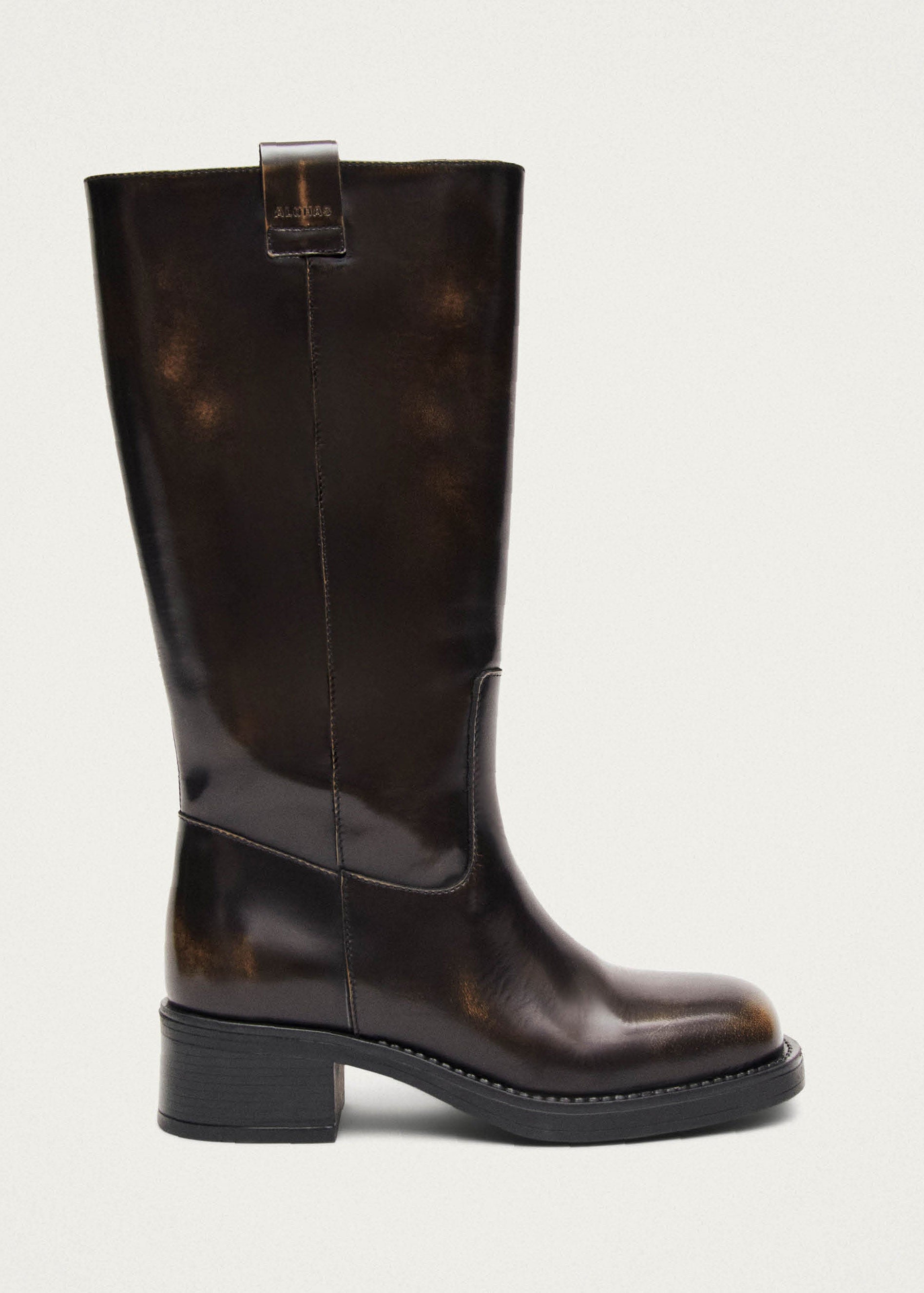 Alohas Sajan Vintage Effect Leather Boots - Brown