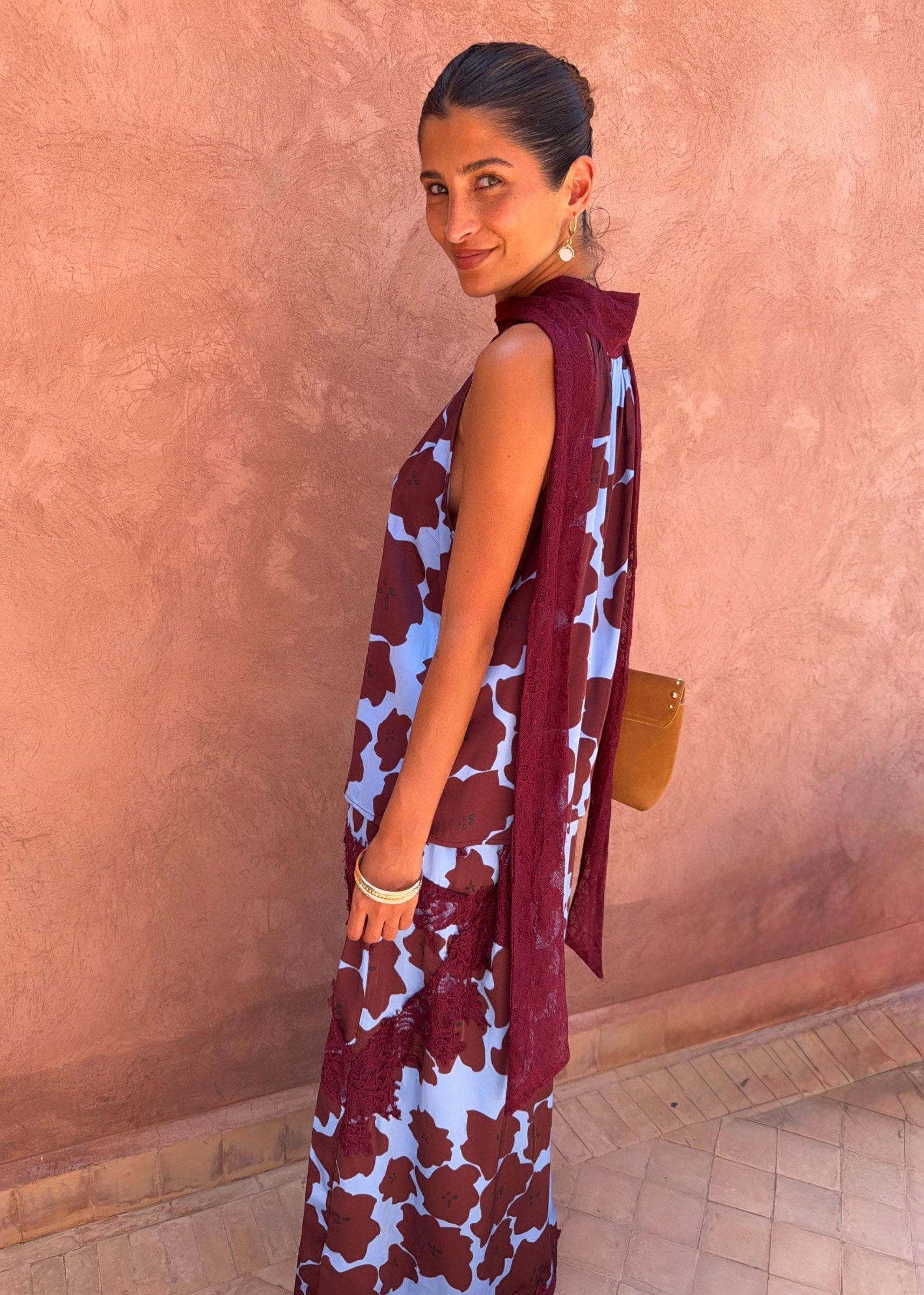 Never Fully Dressed Burgundy Jaden Floral Lily Top