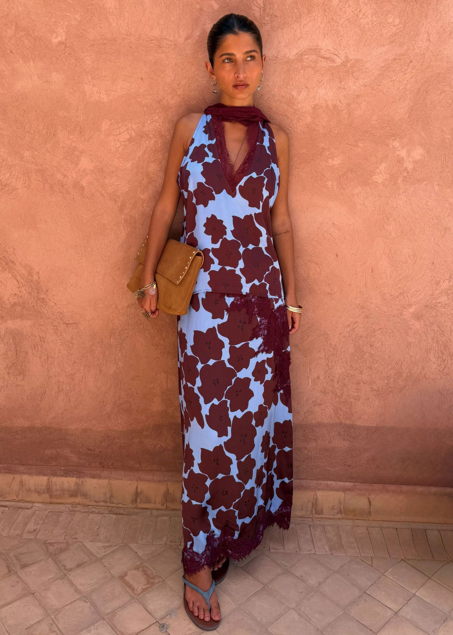 Never Fully Dressed Burgundy Jaden Floral Lily Skirt