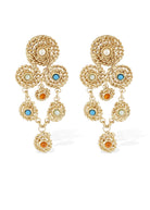 Gas Bijoux Mistral small earrings in gold-plated twisted thread with cabochon and strass detail
