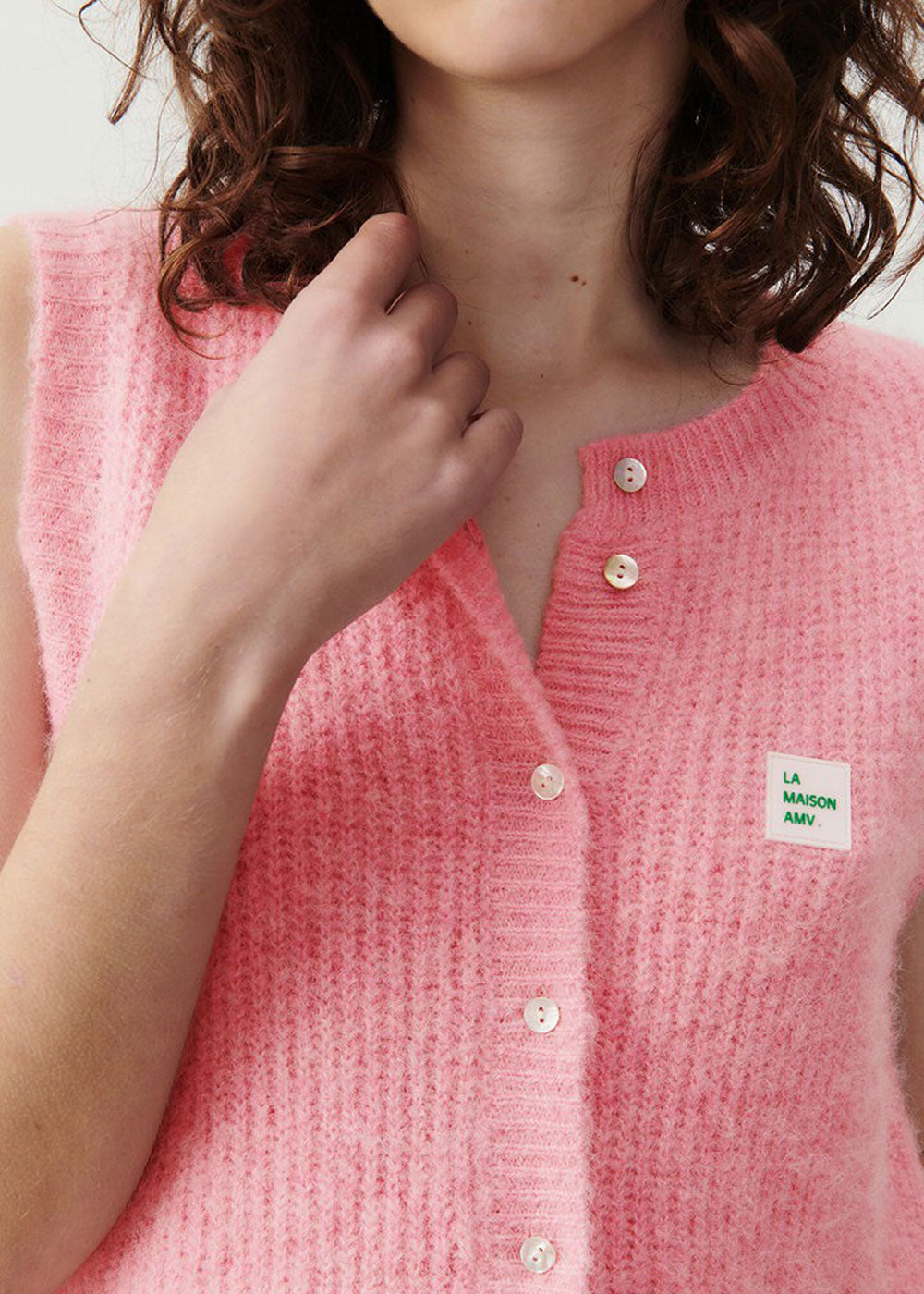 Pink sleeveless cardigan best sale