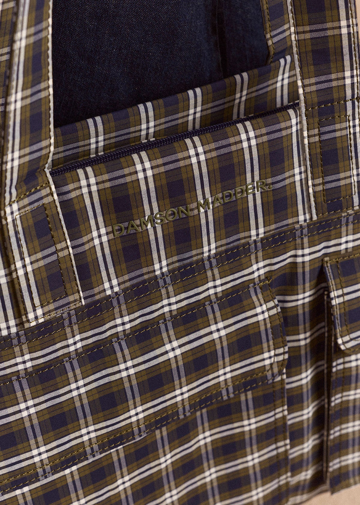 Damson Madder Eliza Bag - Navy Green Check