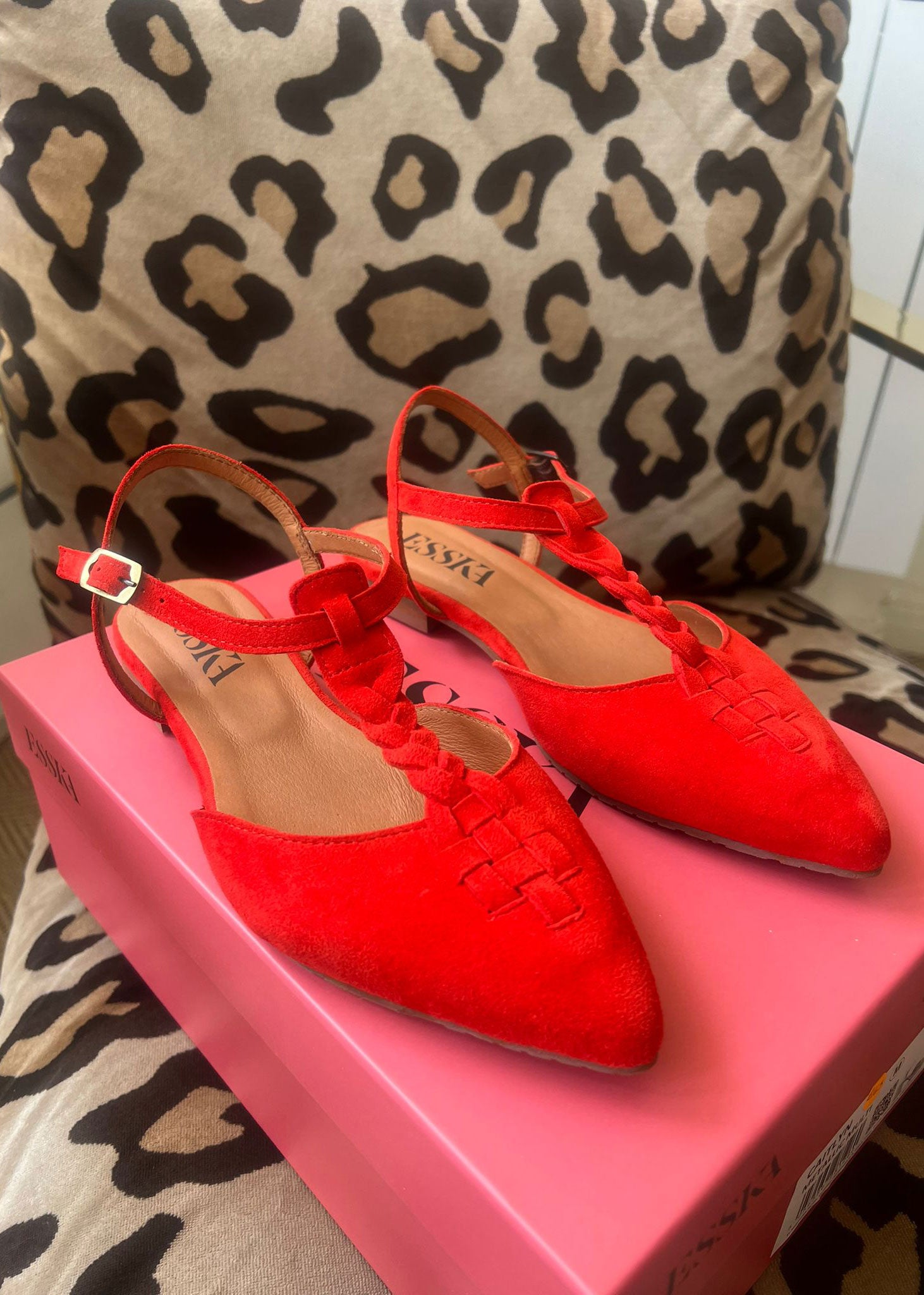 Esska Helena Red Suede T-Bar Shoe