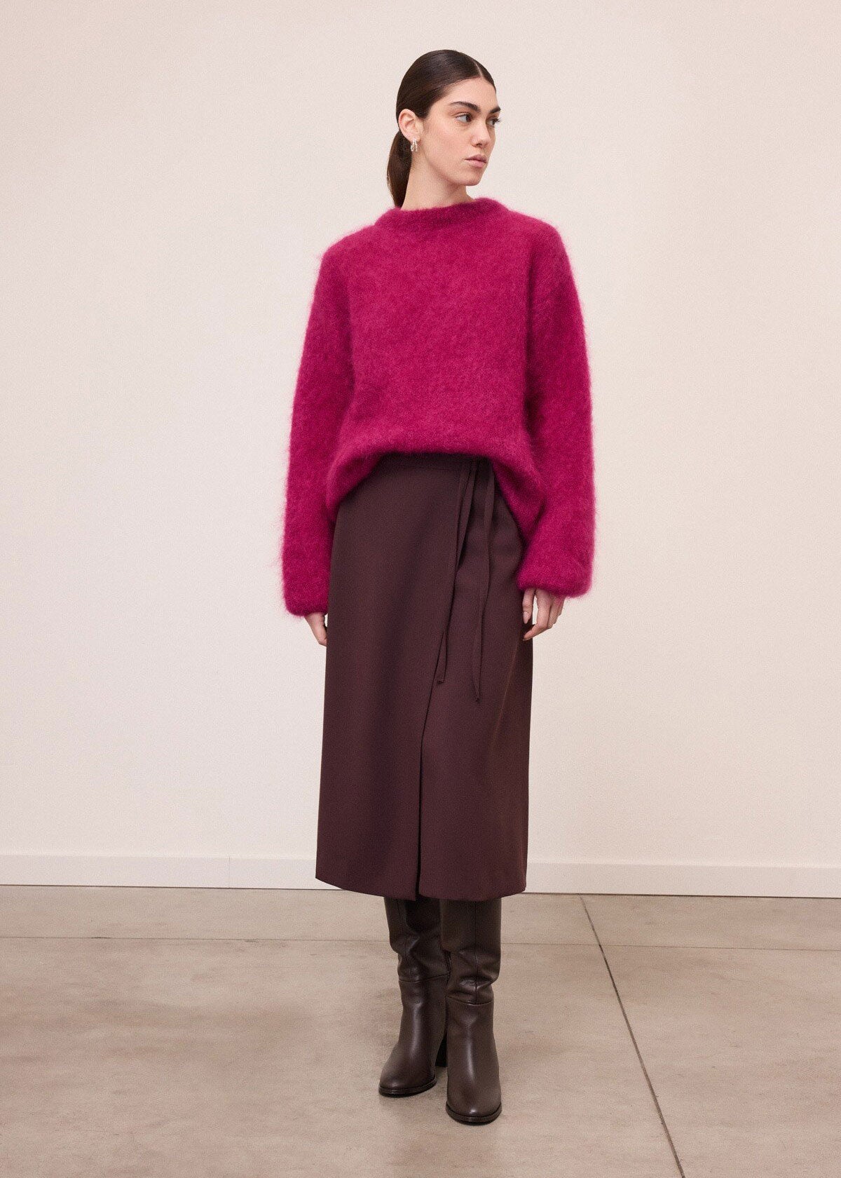 ottod'Ame Oversized Crew Neck Sweater - Berry