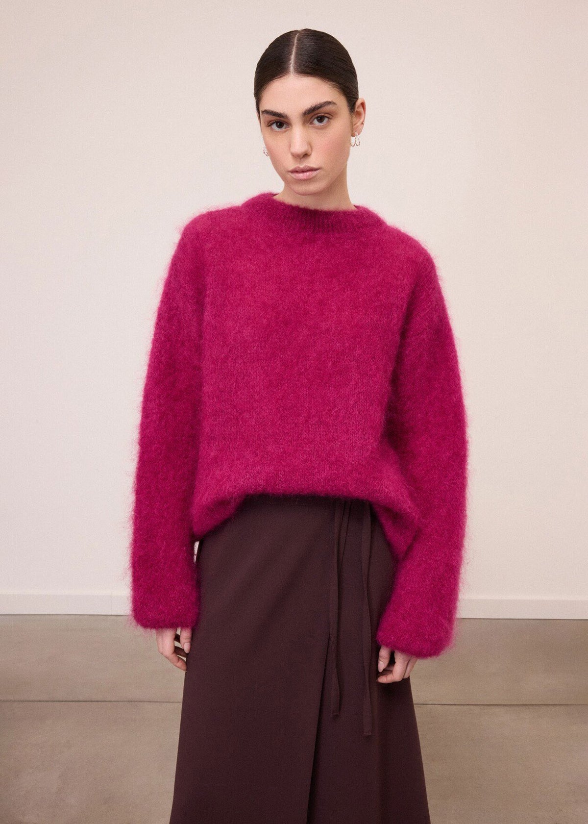 ottod'Ame Oversized Crew Neck Sweater - Berry
