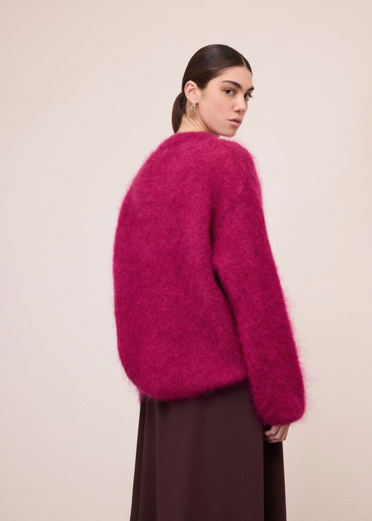 ottod'Ame Oversized Crew Neck Sweater - Berry