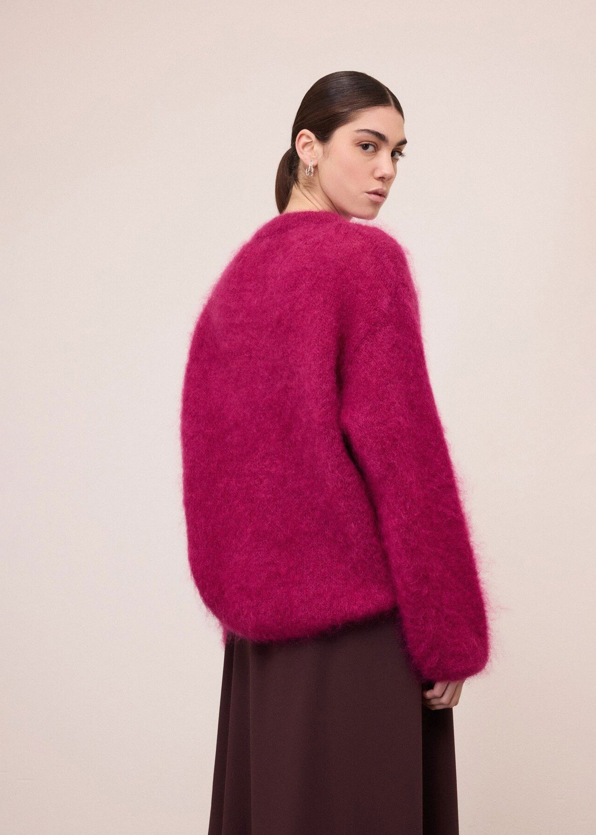 ottod'Ame Oversized Crew Neck Sweater - Berry