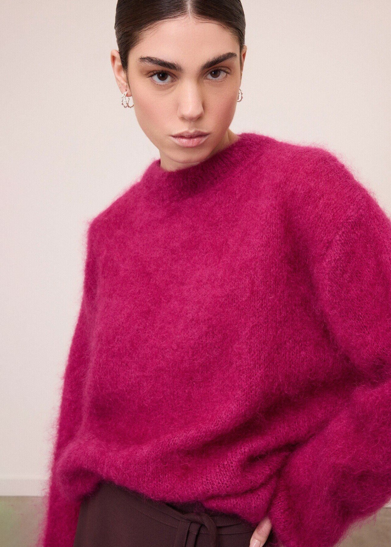ottod'Ame Oversized Crew Neck Sweater - Berry