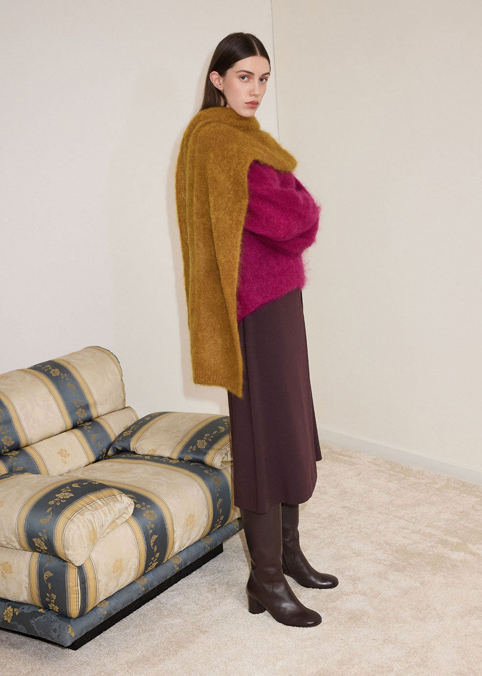 ottod'Ame Oversized Crew Neck Sweater - Berry