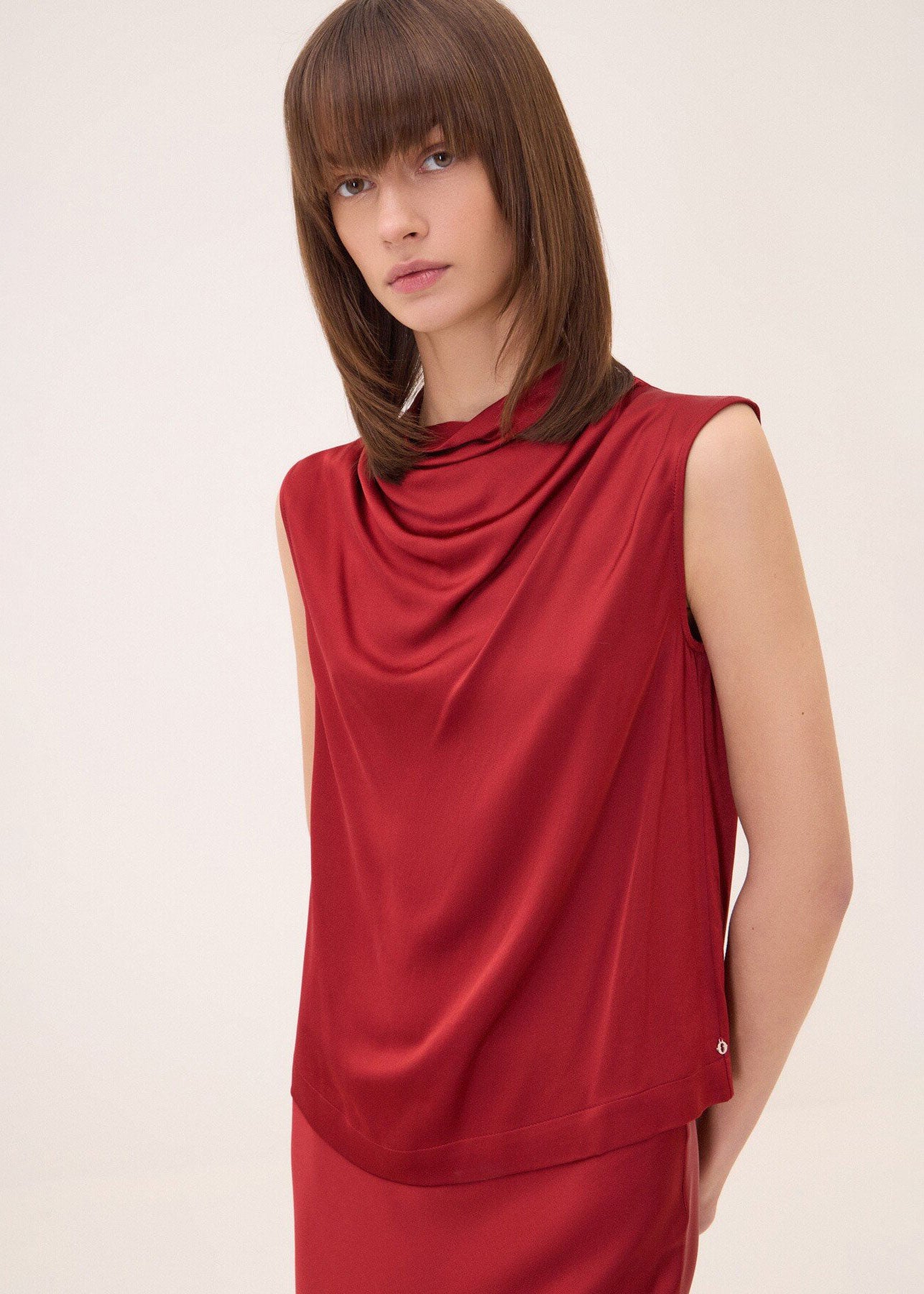 ottod'Ame Sleeveless Top with Draped Neck