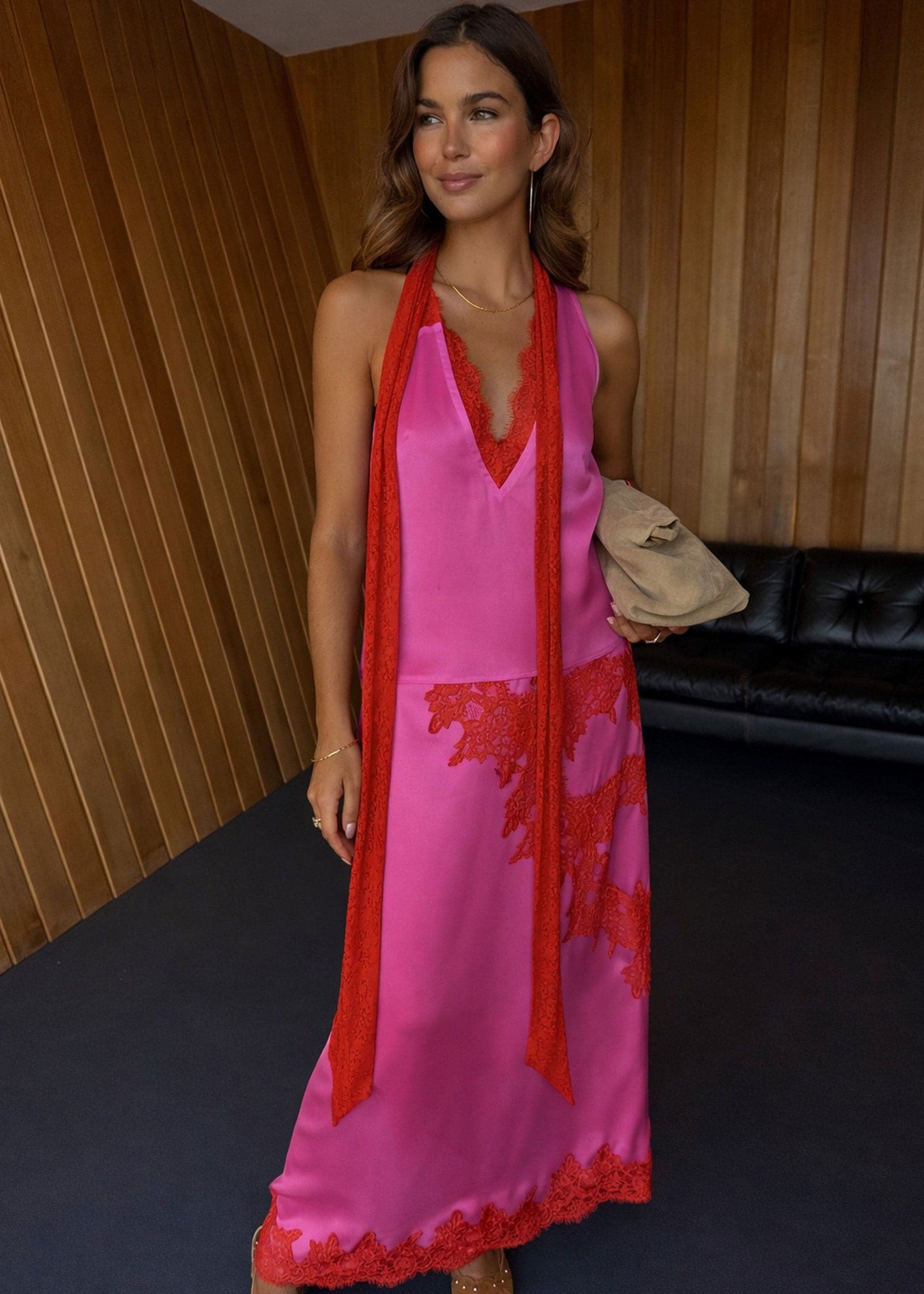 Never Fully Dressed Pink and Red Lace Lily Skirt