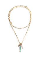 By Alona Gold Sole necklace, twisted gold chain with fish, pearl and CZ pear charms