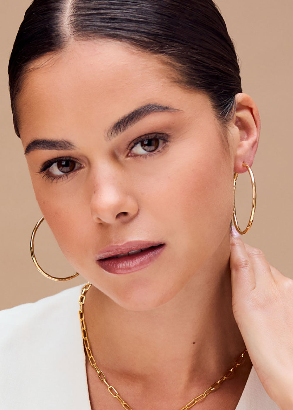 Orelia Polished Molten Large Hoop Earrings