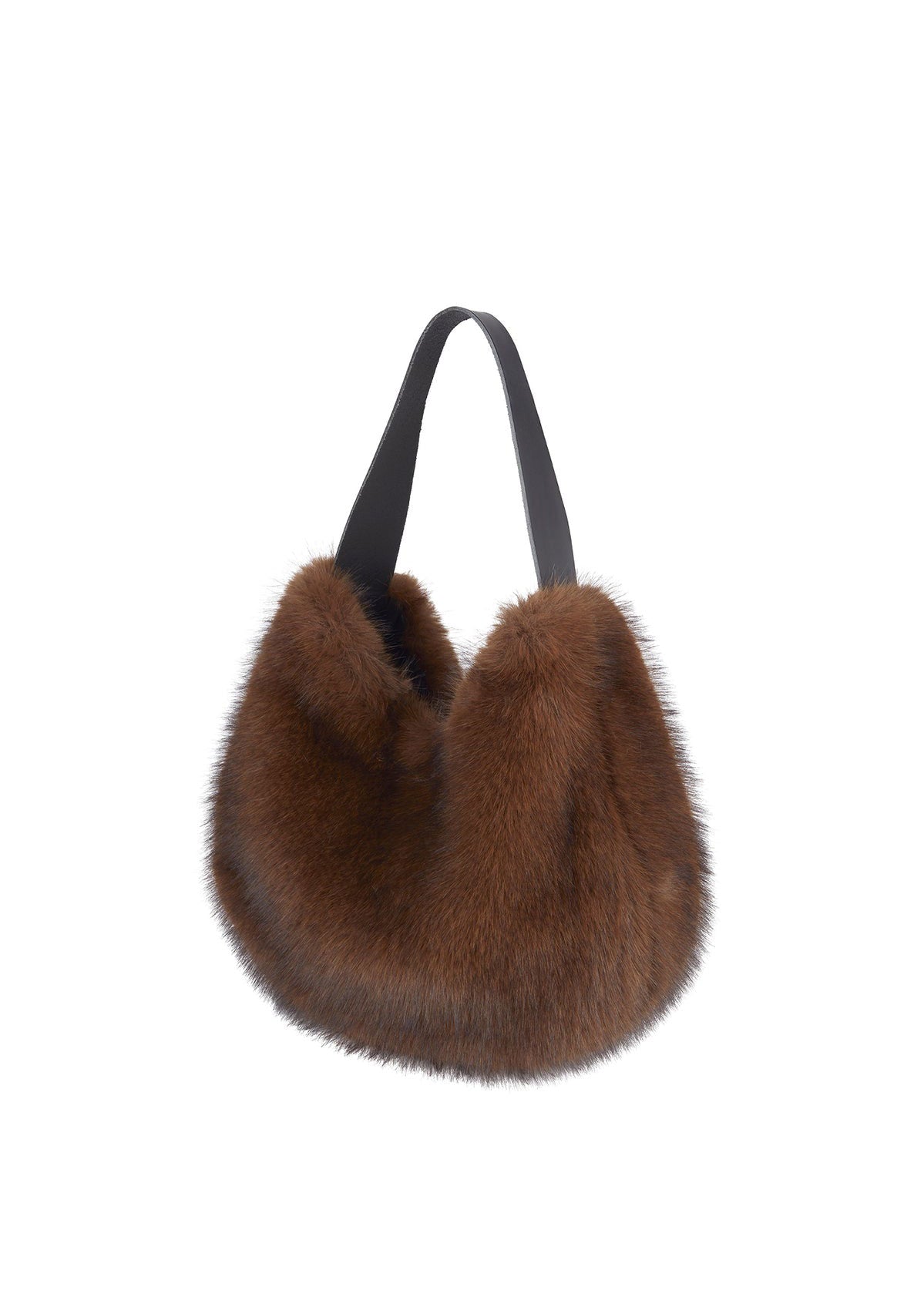 Helen Moore Faux Fur Slouch Bag - Mahogany