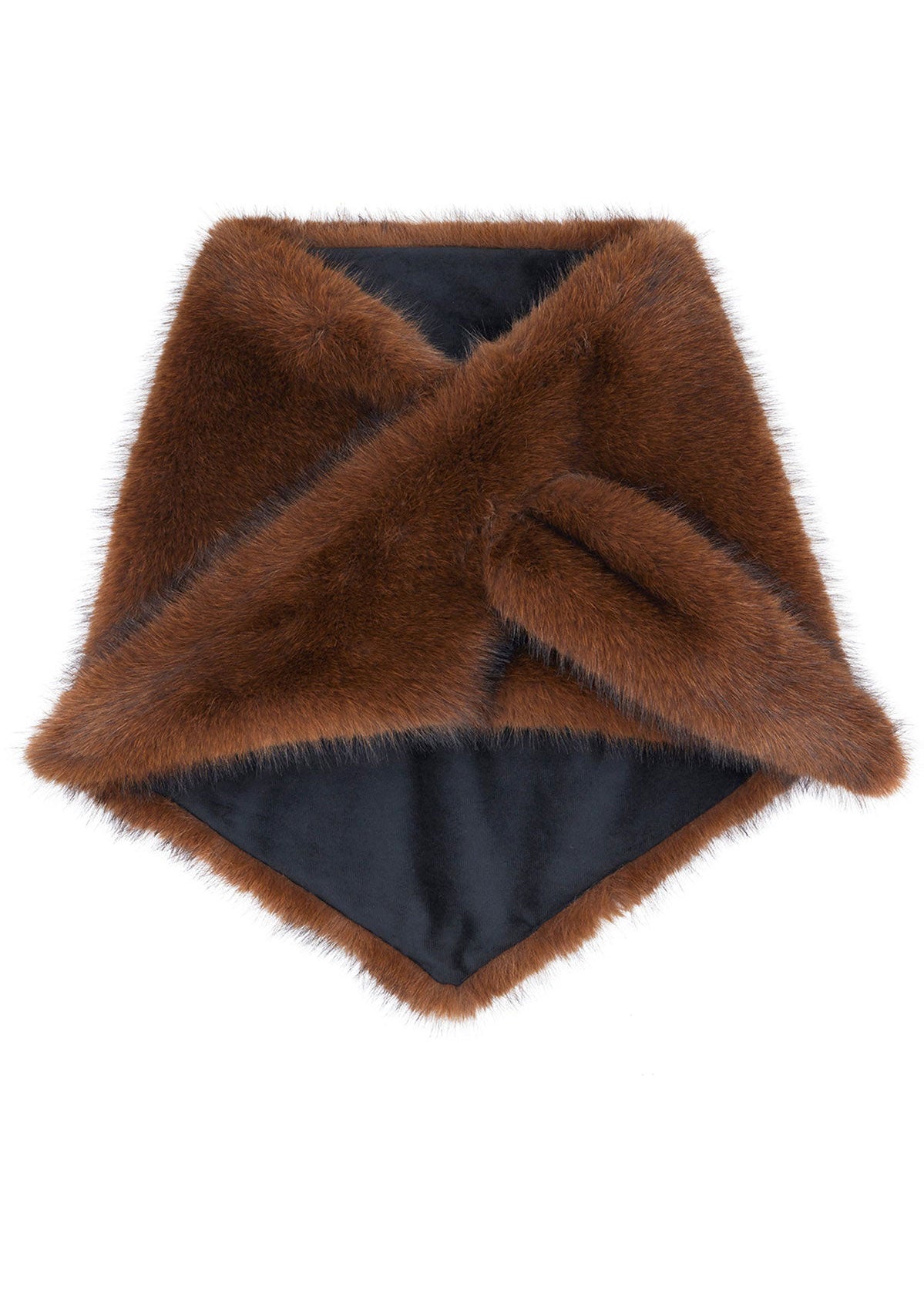 Helen Moore Faux Fur Triangle Scarf - Mahogany