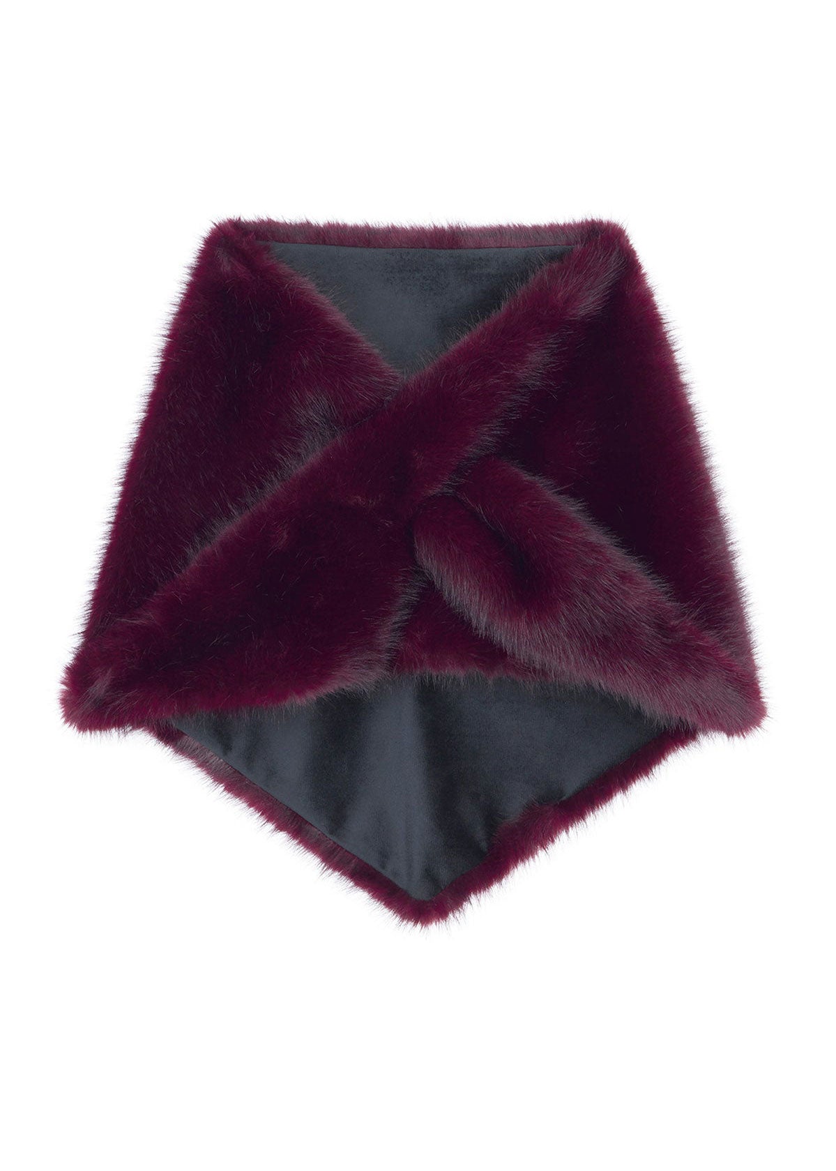 Helen Moore Faux Fur Triangle Scarf - Wine