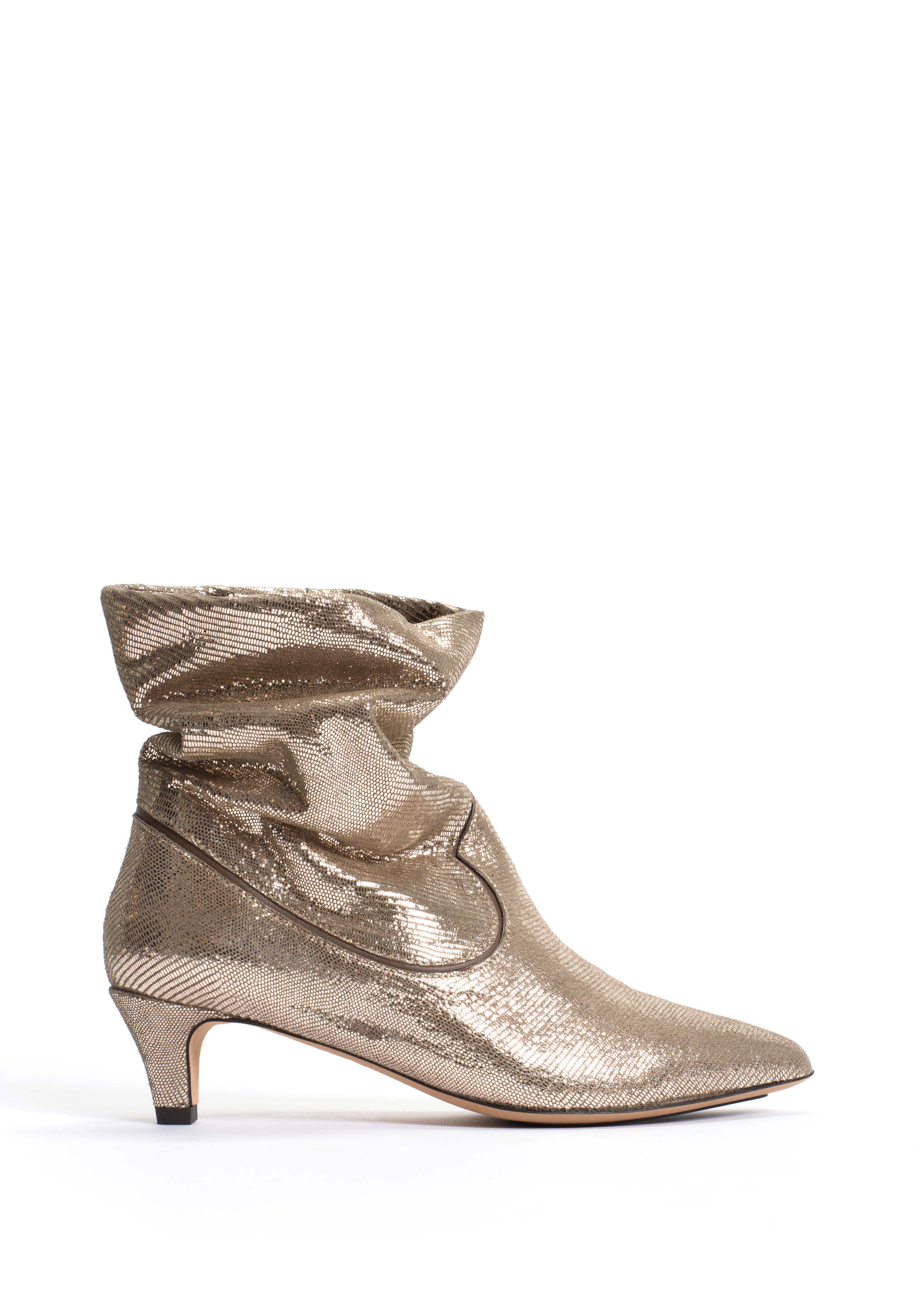 Anonymous Copenhagen Hicha 40 Stiletto Boots - Vintage Champagne Lizard Metallic Goat