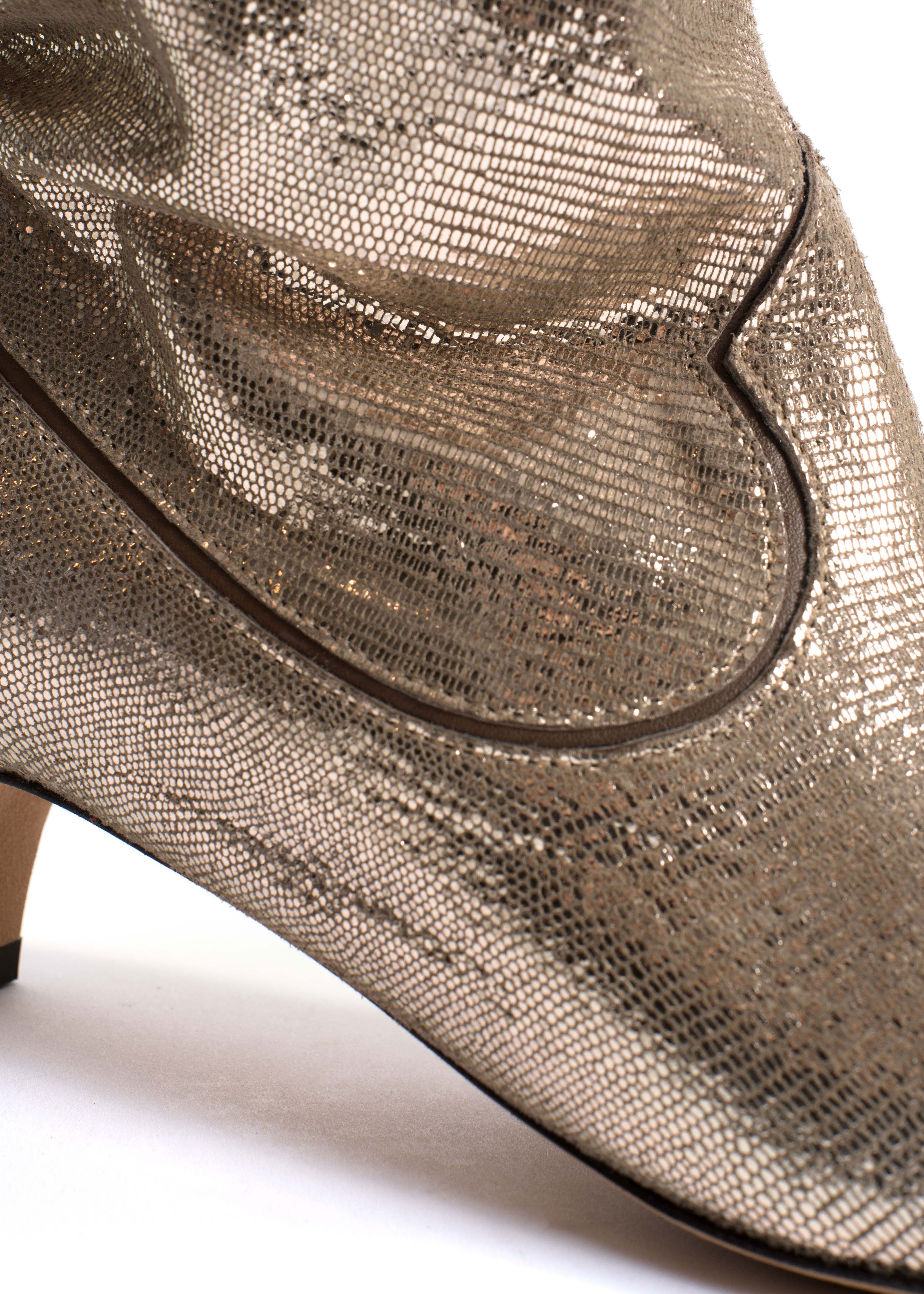 Anonymous Copenhagen Hicha 40 Stiletto Boots - Vintage Champagne Lizard Metallic Goat