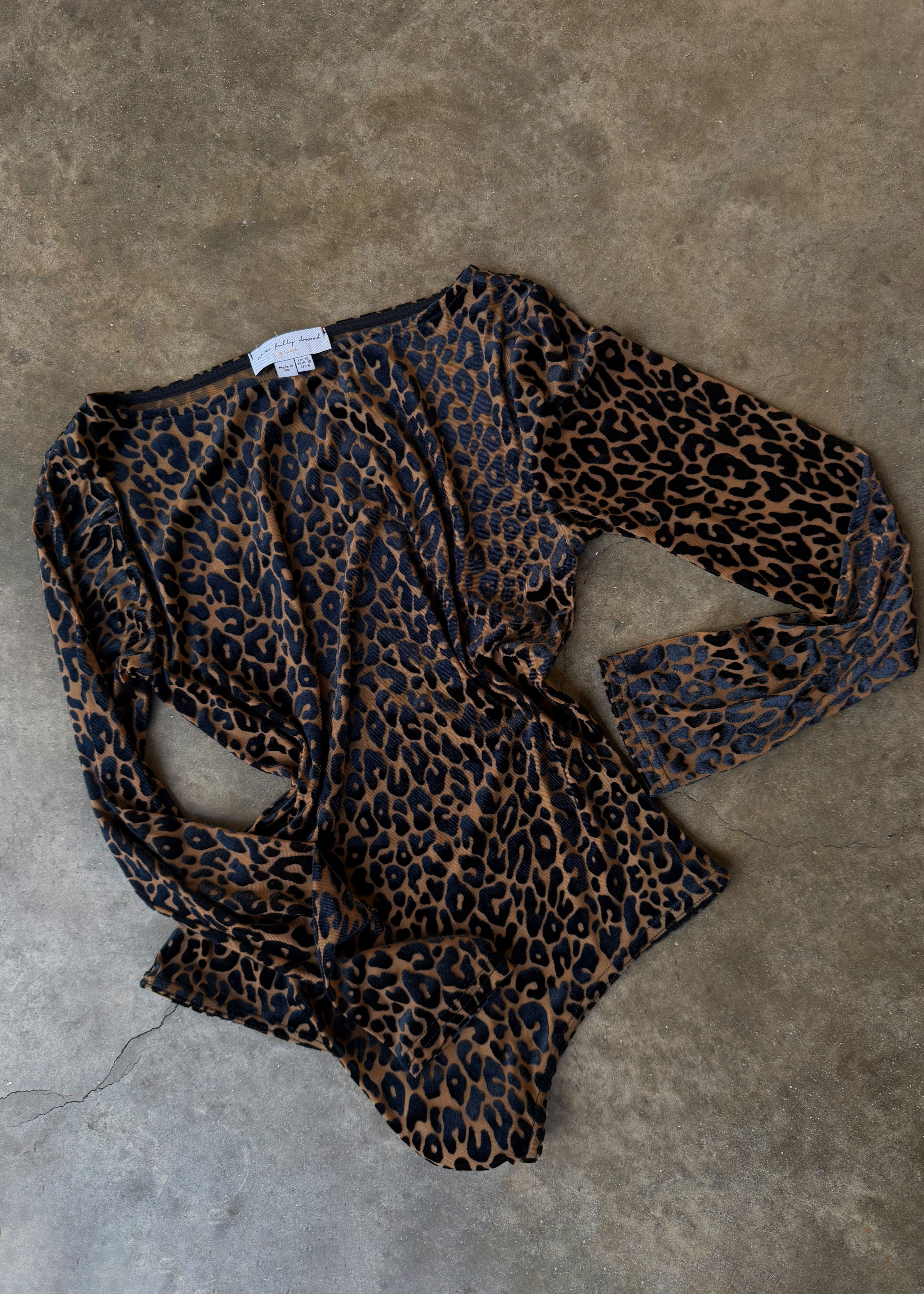 Never Fully Dressed Leopard Devore Bodysuit
