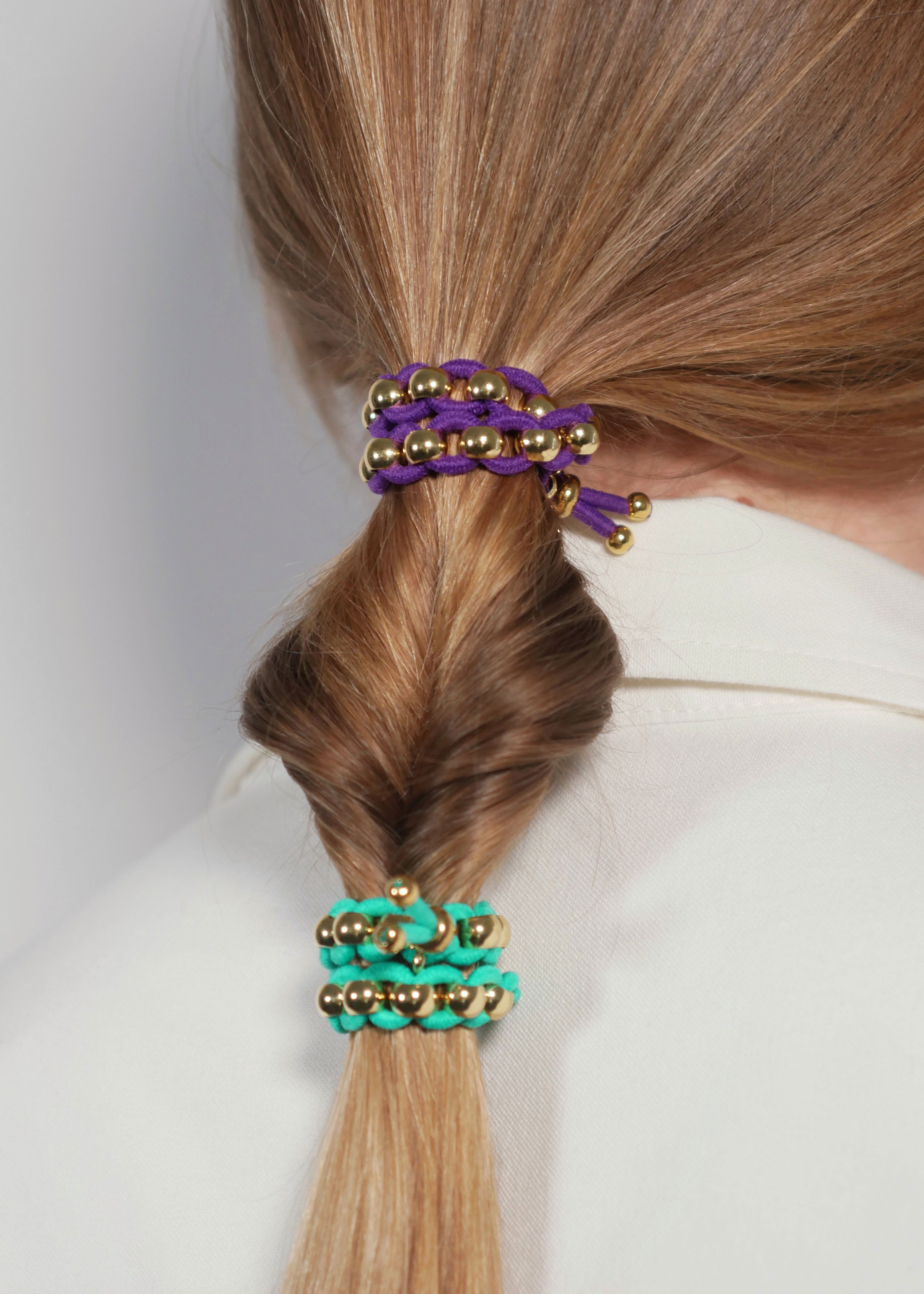 Scrunchie Is Back BICHOUS Golden Woven Hair Tie Bracelet - Brown