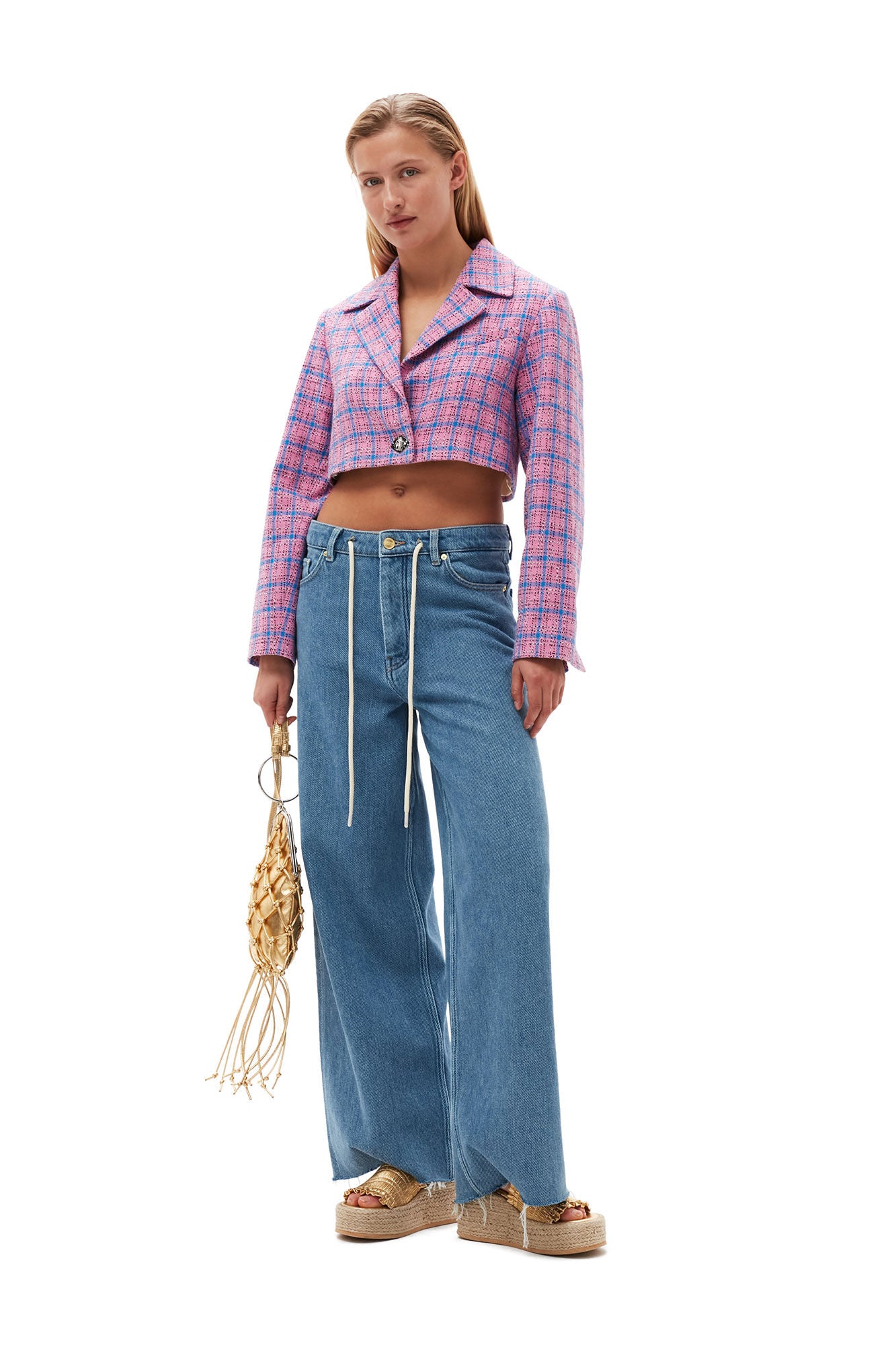 GANNI - Heavy Denim Wide Drawstring Jeans