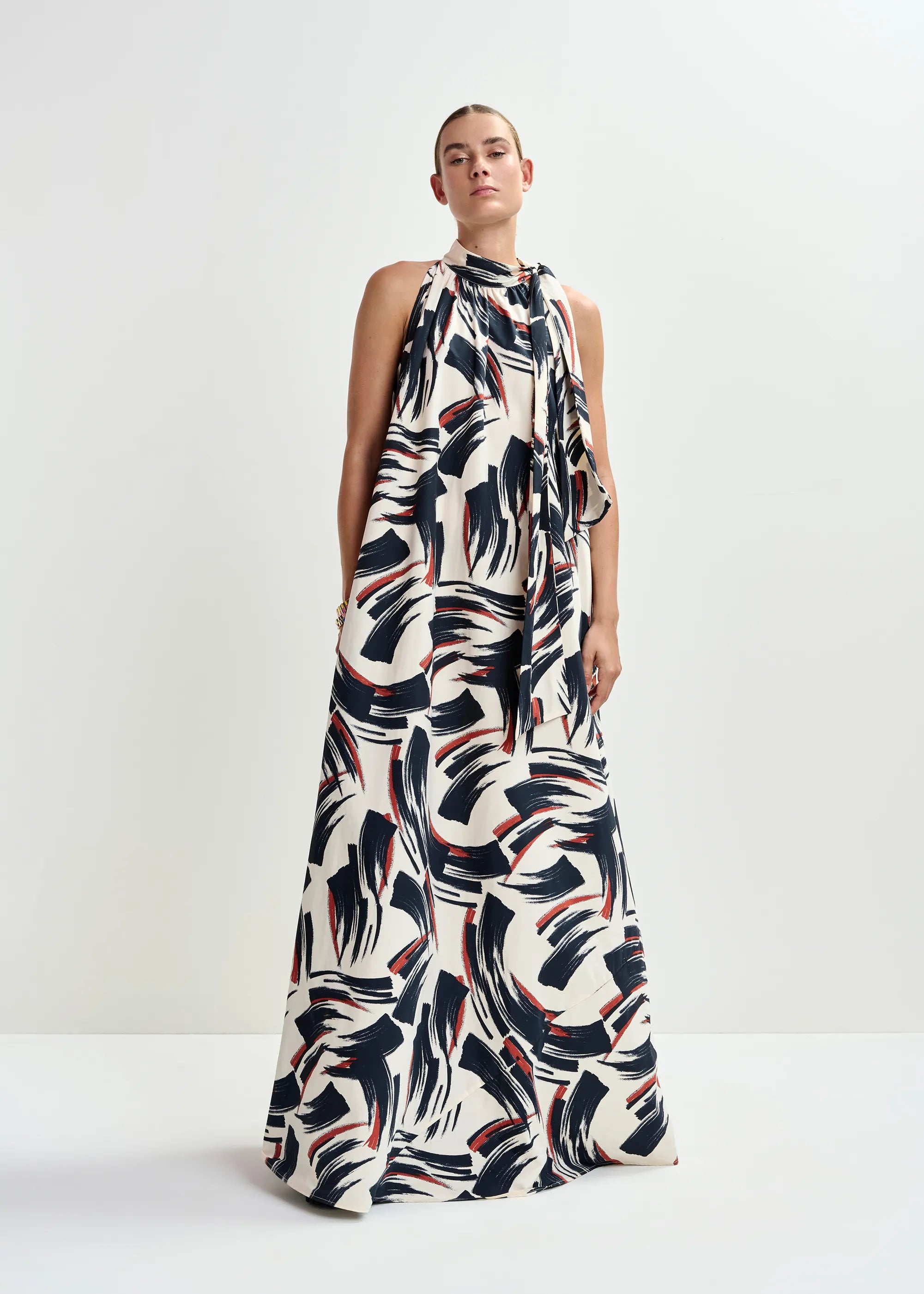 Essentiel Antwerp Jayda Maxi Dress - Black/Brown/Off-White