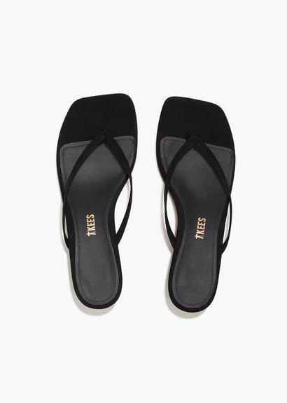 TKEES Square Toe Julia Suede Kitten Heel - Sable