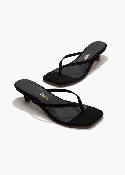 TKEES Square Toe Julia Suede Kitten Heel - Sable