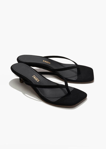 TKEES Square Toe Julia Suede Kitten Heel - Sable