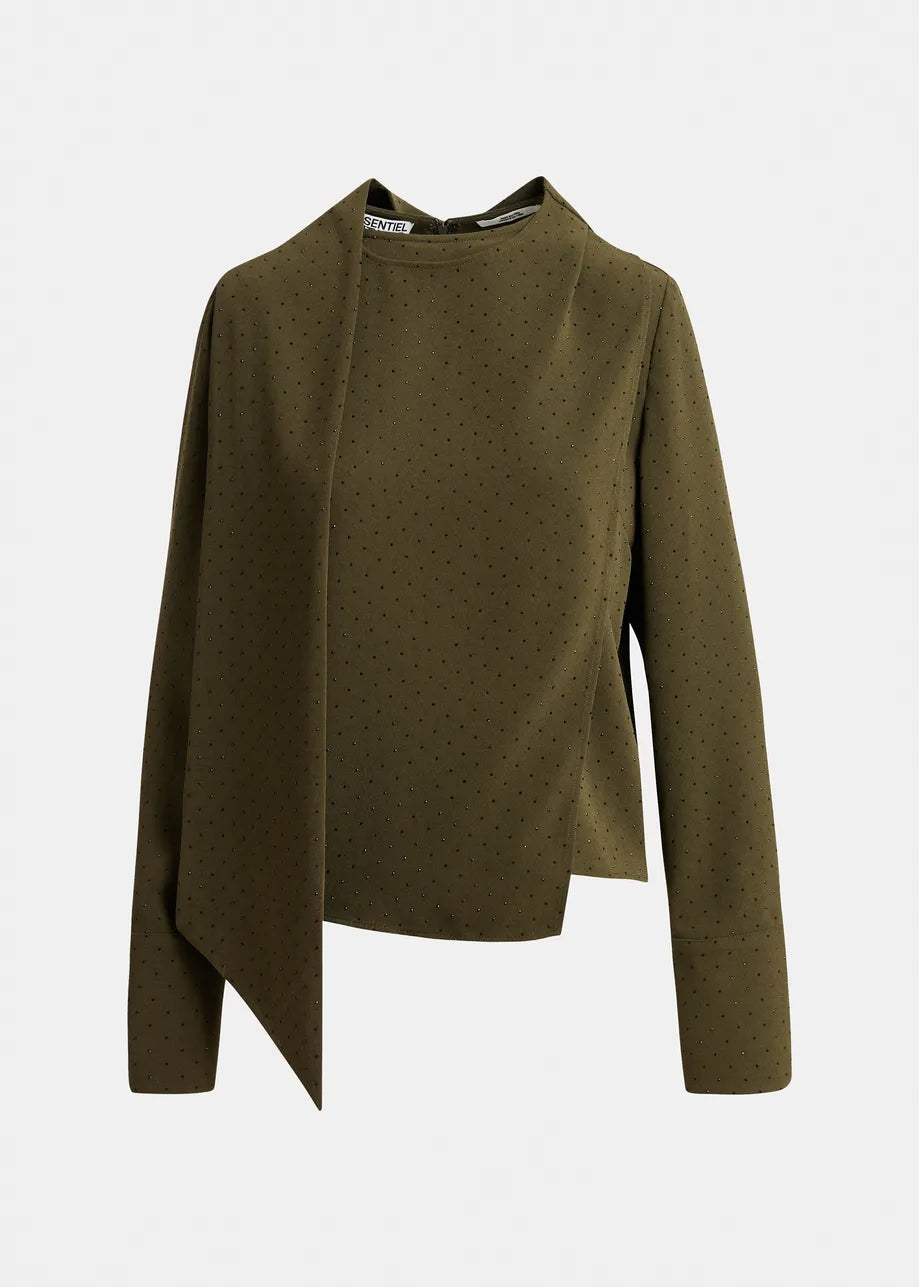 Essentiel Antwerp Kalamchoe Draped Top - Khaki