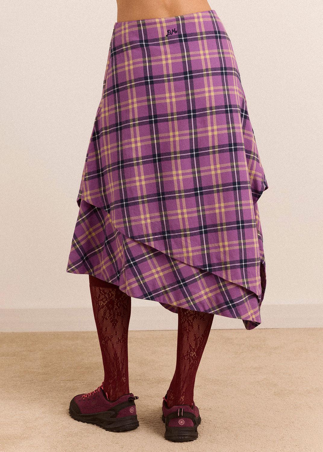 Damson Madder Katana Midi Skirt - Purple Check
