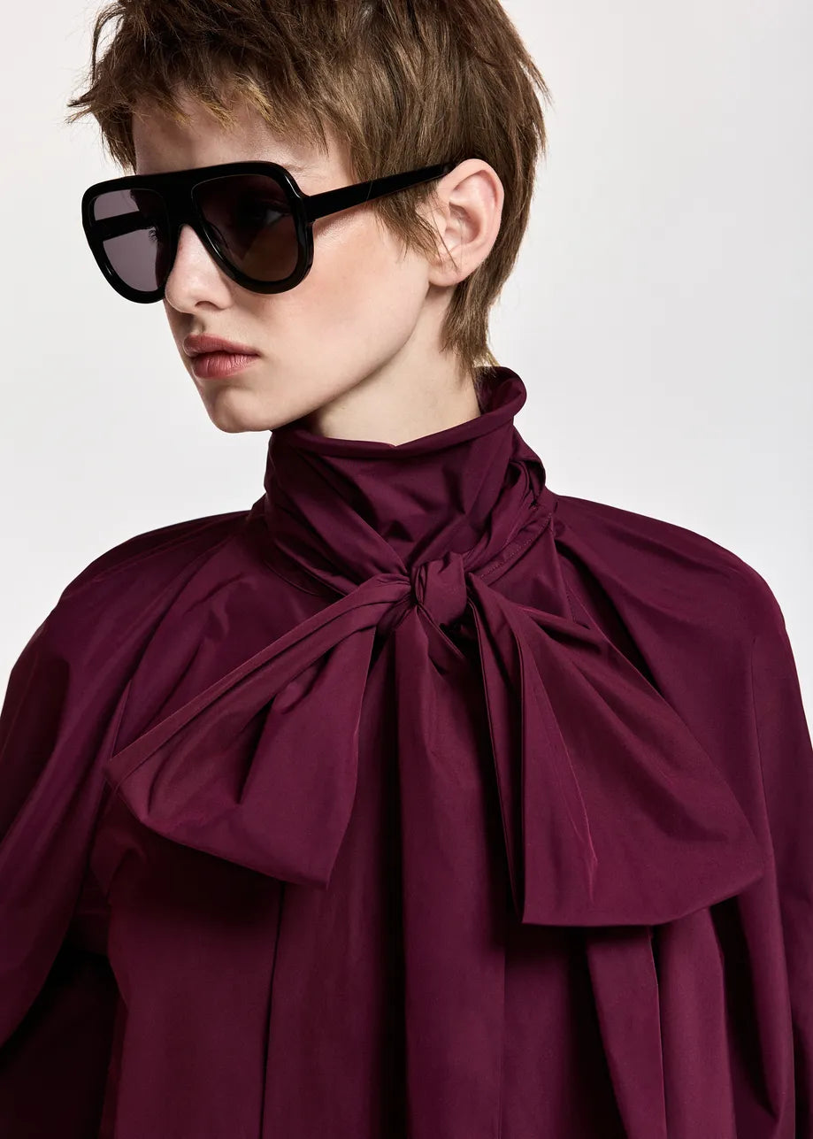 Essentiel Antwerp Keily Pussy-Bow Top - Burgundy