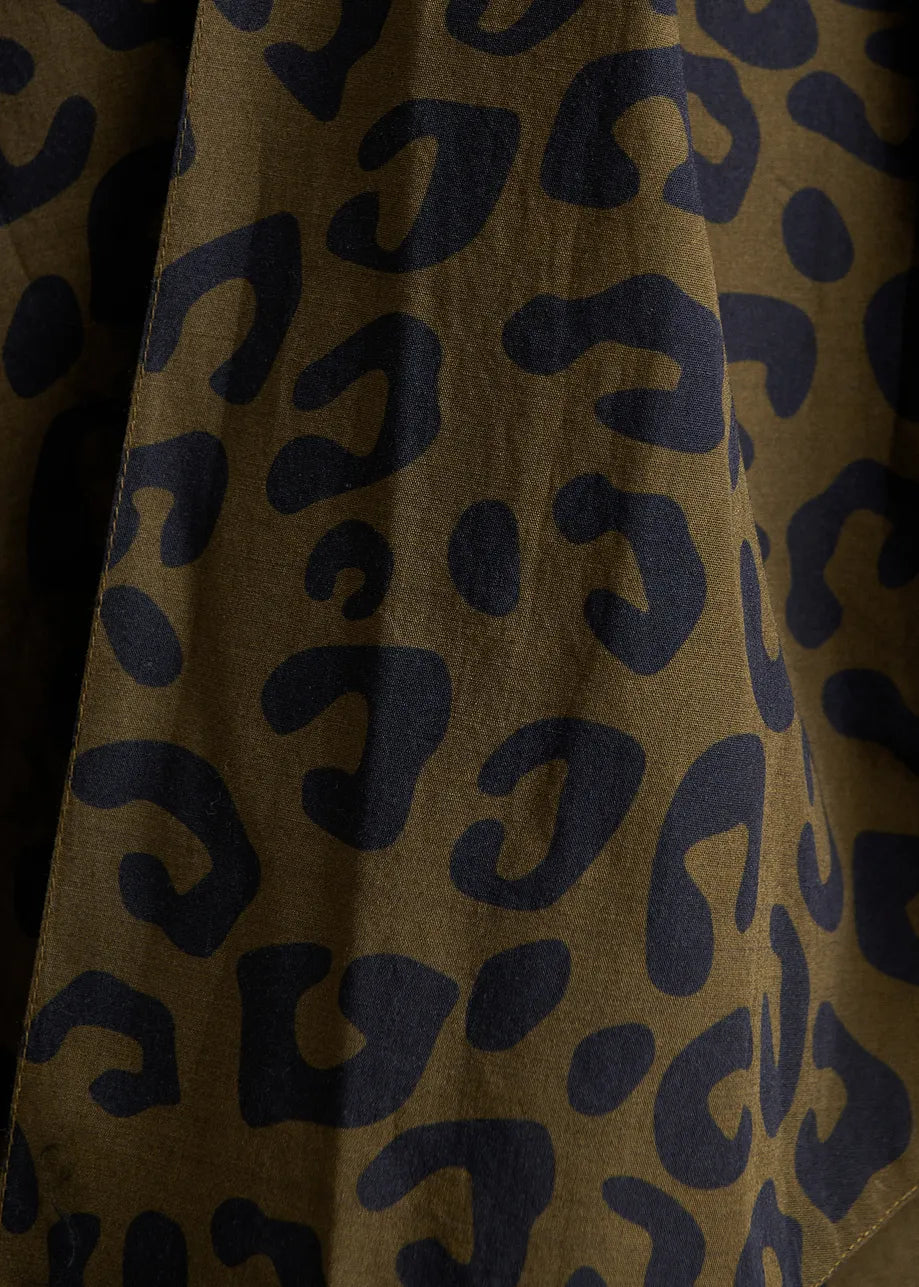 Essentiel Antwerp Khalessi Leopard Pussy-Bow Shirt - Khaki