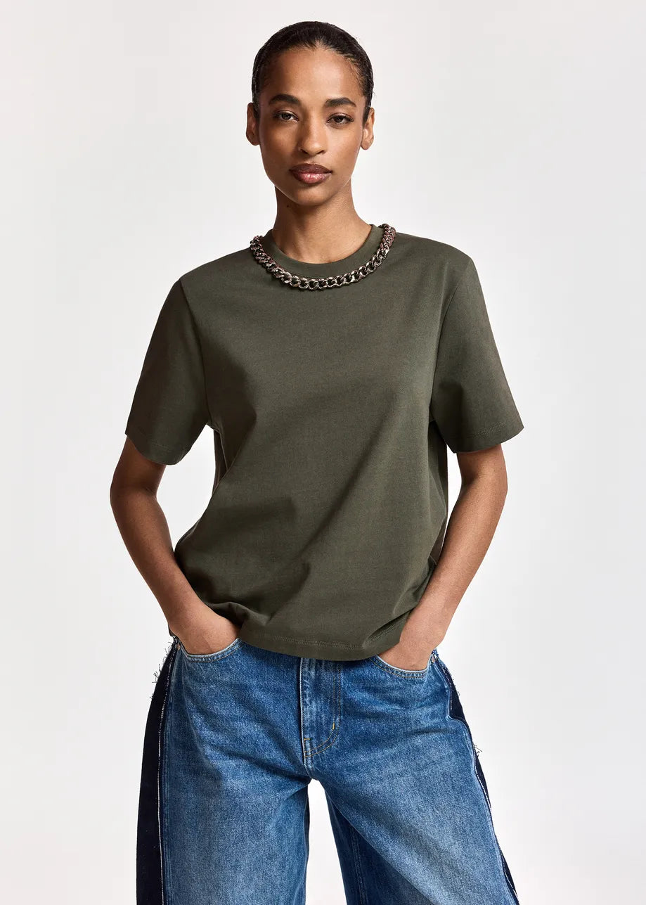 Essentiel Antwerp Klaim Chain T-shirt - Khaki