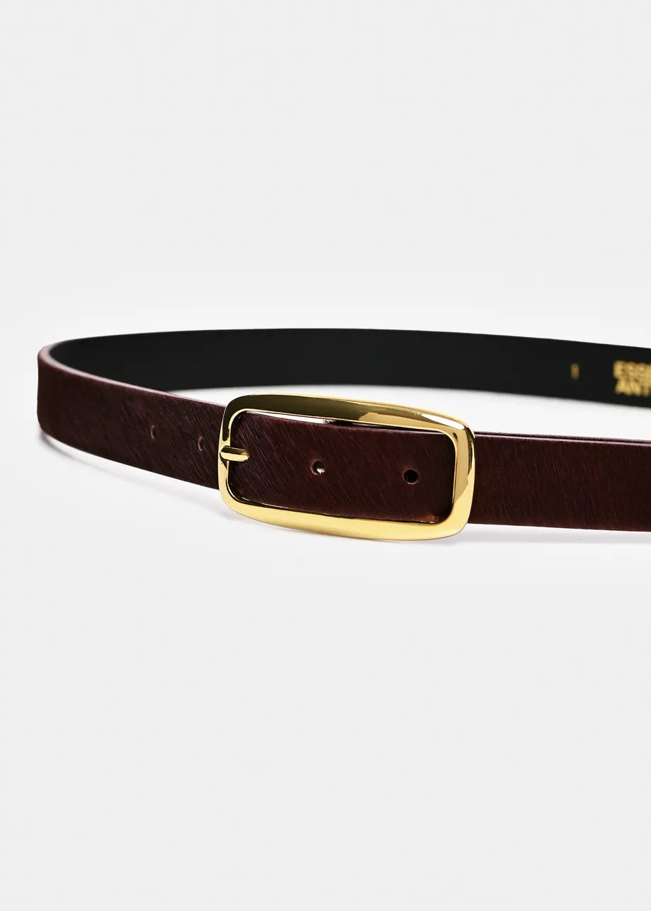 Essentiel Antwerp Klub Textured Leather Belt - Brown