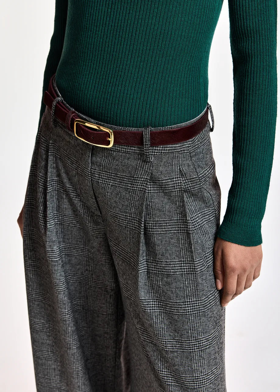 Essentiel Antwerp Klub Textured Leather Belt - Brown